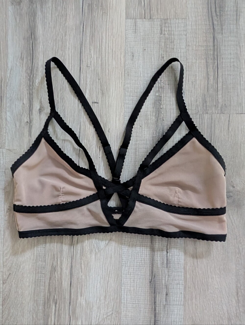 Intimately Free People Nude and Black Strappy Bralette, Small (C8) - Picture 1 of 3